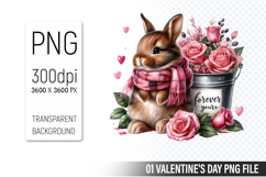 Cute Bunny PNG, Valentine&#039;s Day Sublimation PNG Product Image 1
