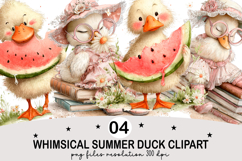 Whimsical Summer Duck Clipart Watercolor png Product Image 1