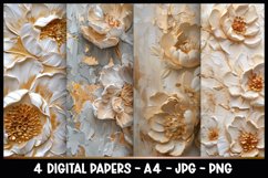 4 Beautiful 3D Flowers Digital Papers I Junk Journal Pages Product Image 1