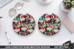 Santa Car Coaster Sublimation| Christmas Coaster PNG Product Image 1