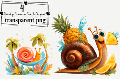 Quirky Summer Snail Clipart Watercolor PNG Product Image 1
