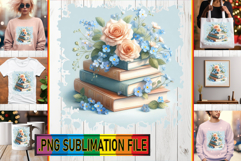 Timeless PNG Sublimation Magic, Book and flower Product Image 1