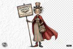 Whimsical Patriotic Grandma Clipart Product Image 1