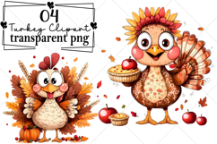 Whimsical Turkey Clipart Watercolor PNG Product Image 1