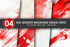 Red Abstract Watercolor Digital Paper Product Image 1
