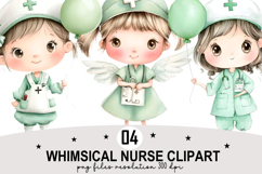 Whimsical Nurse PNG Clipart png Watercolor Clipart png Product Image 1