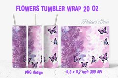 Butterfly flowers tumbler |Tumbler sublimation wrap| Lilac Product Image 1