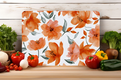 Watercolor Orange Floral Cutting Board | Cutting Board png Product Image 4