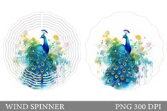 Peacock Wind Spinner Design. Peacock Watercolor Wind Spinner Product Image 1