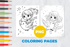 Cute girl with a magical bird Coloring Pages | Coloring book Product Image 1