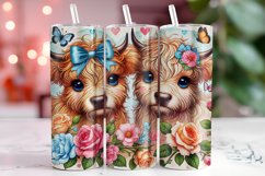 Highland Cow Florals 20oz Tumbler Wrap Sublimation Product Image 1