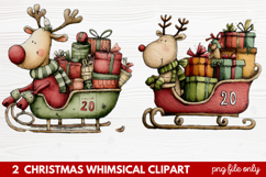 2 Whimsical Christmas Clipart featuring cute holiday charact Product Image 1