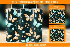 3D Cute Butterfly Tumbler Wrap Designs, Sublimation Wrap Product Image 1