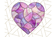 Stained Glass Heart PNG Clipart in Pastel and Bright Colors Product Image 4