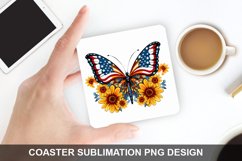 4Th Of July Butterfly- Coaster Sublimation Design Product Image 1