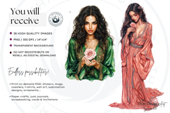 Moroccan Women in Caftan Clipart Set, Oriental arabic girl Product Image 3