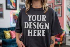 Comfort Colors 1717 Black TShirt Mockup, CC1717 mockup, Tran Product Image 1