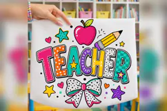 Colorful Teacher PNG, Back to School Teacher Design, Apple Product Image 3
