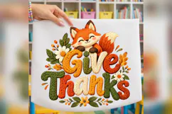 Give Thanks Fox PNG, Cute Fall Fox Thanksgiving Design Product Image 3