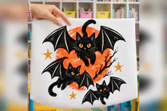 Bat Cat Halloween Mug PNG, Black Cat Bat Wings Spooky Design Product Image 2