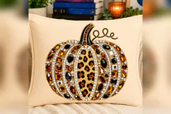 Leopard Rhinestone Pumpkin PNG, Glam Fall Pumpkin Sublimatio Product Image 3
