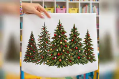 Christmas Tree Forest PNG, Decorated Evergreen Holiday Product Image 2