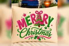 Merry Christmas PNG, Knitted Yarn Christmas Tree Design Product Image 4