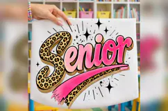 Senior Leopard Pink School PNG, Senior Year Graduation Shirt Product Image 2
