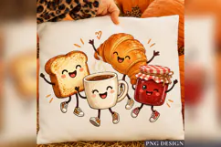 Cute Breakfast Friends PNG, Coffee Croissant Toast Jam png Product Image 2