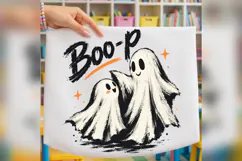 Boo-P Ghost Halloween PNG, Cute Spooky Ghost Duo Shirt Desig Product Image 2