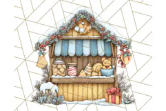 Cozy Christmas Market Stall Clipart PNG, Holiday Art Png Product Image 4