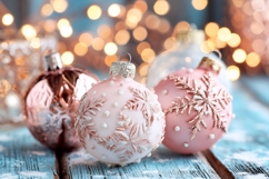 Pink Christmas Balls Background, Holiday Background Design Product Image 1