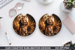 Halloween Dog Car Coaster Sublimation| Halloween Coaster PNG Product Image 1
