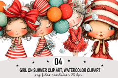 Whimsical Girl Summer Clipart png Watercolor png Product Image 1