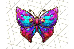 Stained Glass Hearts and Butterflies Clipart PNG Product Image 4
