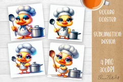 Sarcastic Animal, duck Chef, square coasters Sublimation Product Image 1