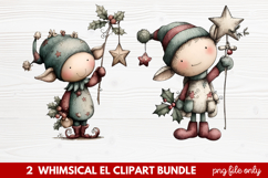 Whimsical Elf Clipart | Cute Christmas Elf PNG Illustration Product Image 1