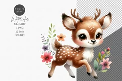 Woodland clipart, Deer clipart, Cute animals Product Image 1