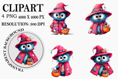 Whimsical Halloween Owl Clipart Watercolor PNG Product Image 1