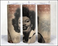 Retro American Girl Tumbler Sublimation Wrap Design 4th July Product Image 17