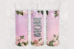 Mom Pink Roses Flower Glitter 20 oz skinny tumbler Product Image 1