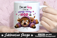 I'm Not Lazy I'm on Energy Saving Moo-de Highland Cow PNG Product Image 1