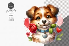 Valentines day, Cute puppy clipart, Dog clipart, Product Image 1