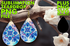Timeless Teardrop Earrings Gift PNG, Watercolor Pattern Product Image 1