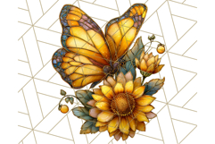 Stained Glass Butterfly and Sunflower PNG Clipart Product Image 4