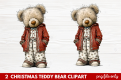 2 Christmas Teddy Bear Clipart | Cute Holiday Bear PNG Illus Product Image 1