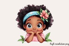 Peekaboo African Black Girl Clipart PNG Product Image 1
