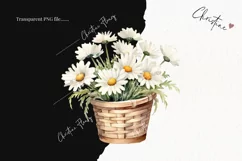 Watercolor Daisy Basket Clipart | Watercolor Flower PNG Product Image 2