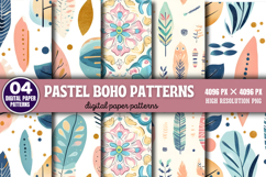 Pastel Boho Digital Paper Patterns Bundle PNG Product Image 6