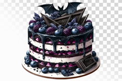Gothic Black Halloween Drip Cake PNG Product Image 1